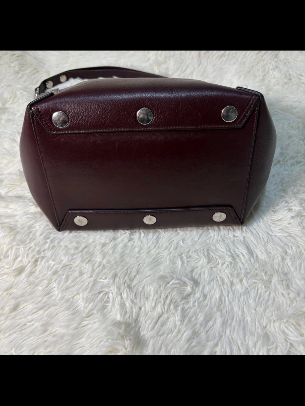 Mulberry Leather Tote in Deep Burgundy with Silver Studs - Picture 10 of 16